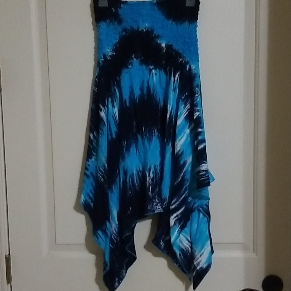 Tie dye blue and cyan dress (one size)
